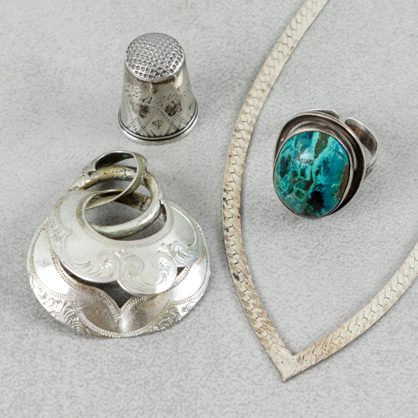 Smycken 3 delar & fingerborg, silver