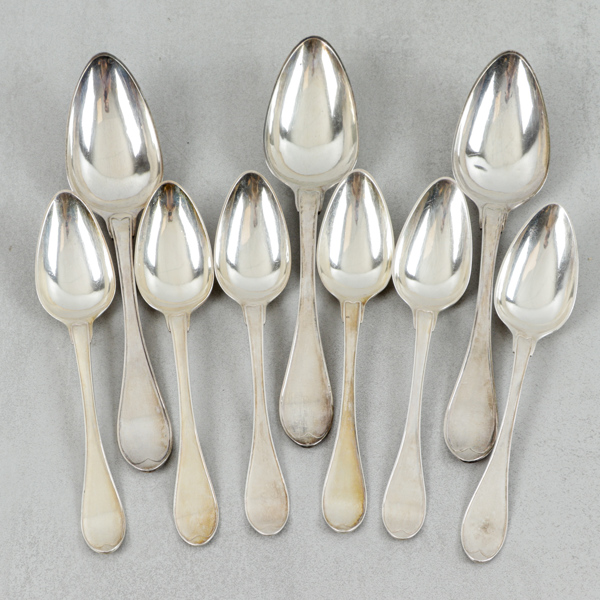 Skedar, 6+3st, Johan Petter Grönvall, Stockholm år 1818, silver