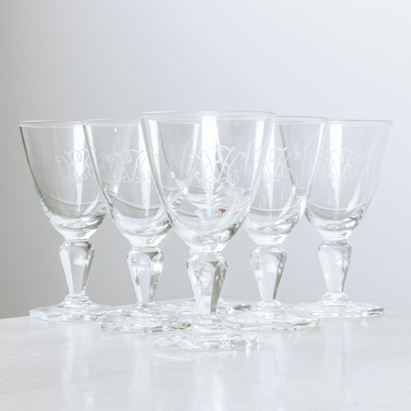 Rödvinsglas, 6 st, 1900-talets hälft