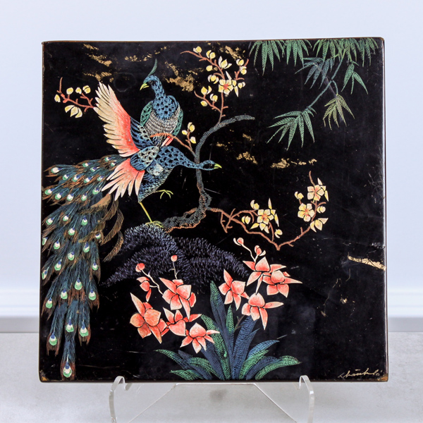 Väggplakett, lackarbete, orientalisk, signerad