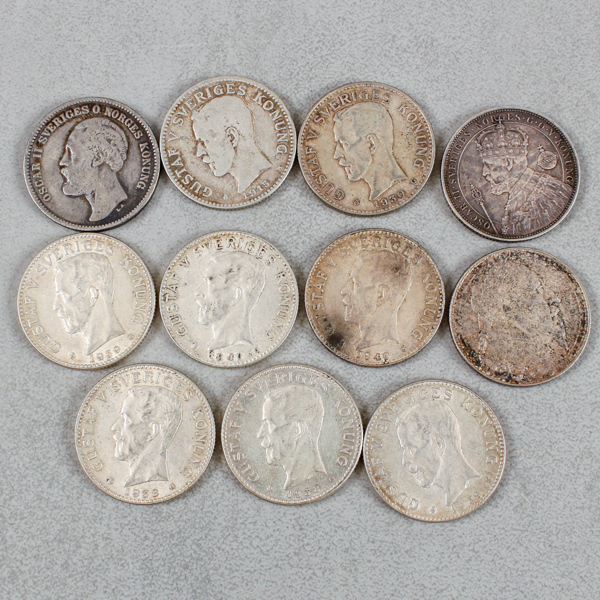 Mynt, Sverige, 11st 2kr, silver
