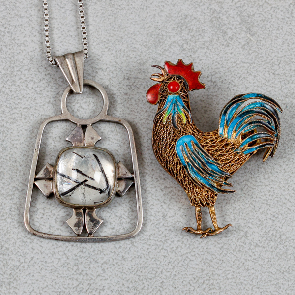 Brosch och hänge, silver