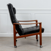 Fåtölj, Bröderna Andersson, teak och läder, 1960-tal