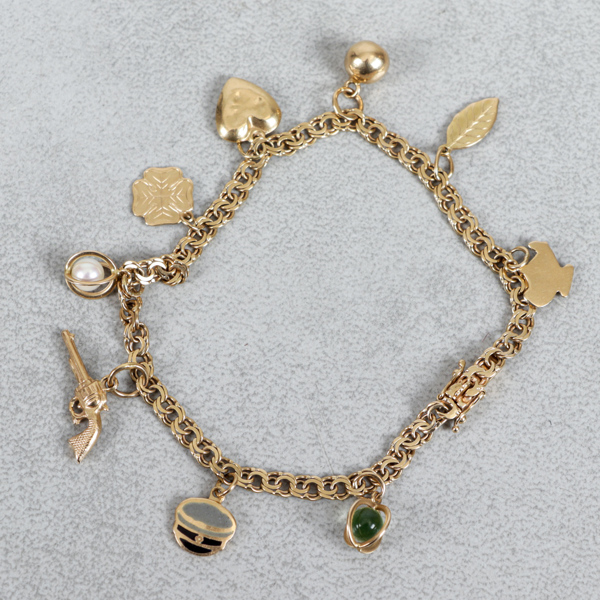 Armband med berlocker, Guld 18k, 10.7g