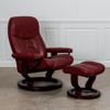 Fåtölj med fotpall, läder, ställbar