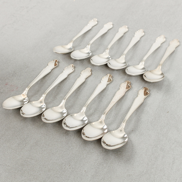 Kaffeskedar, "Disa", silver, MGAB, 12  st, 173 gram