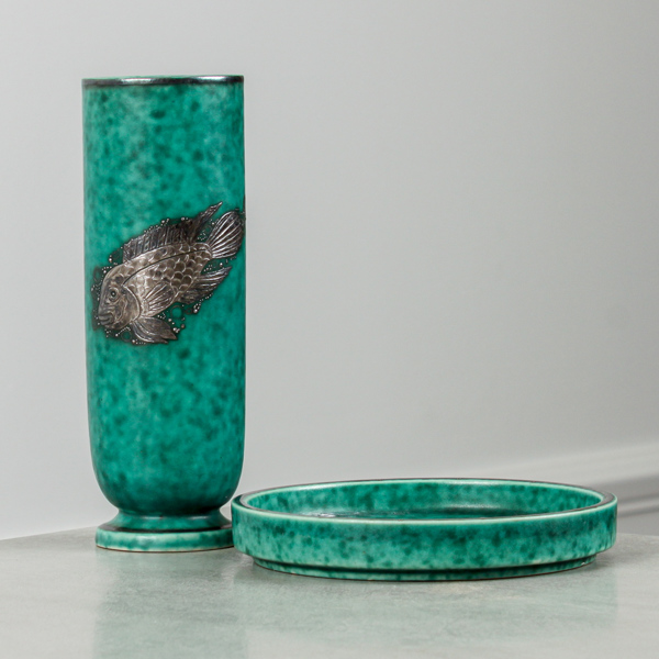 Wilhelm Kåge, 2 delar "Argenta", stengods, Gustavsberg