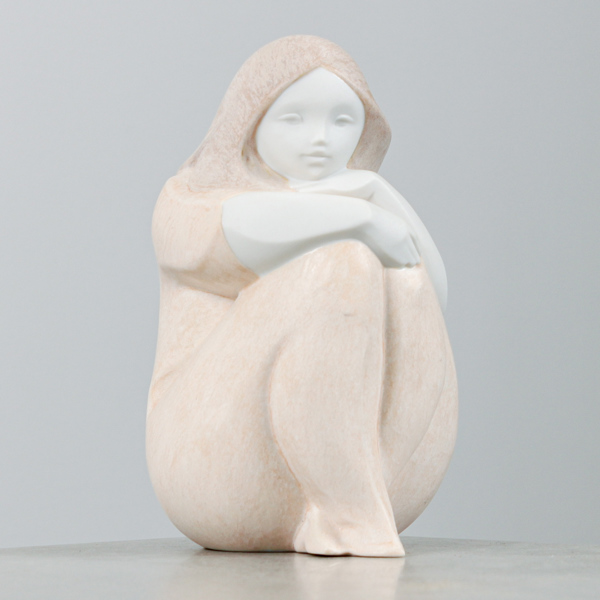 Figurin, sittande kvinna, porslin, Lladro, Spanien
