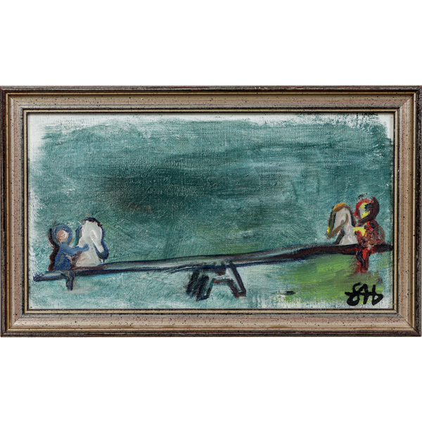 Staffan Hallström (1914-1976), "Balans", olja på pannå, signerad "SH"