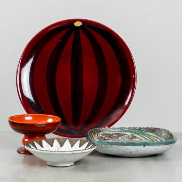 Upsala-Ekeby, 4 delar, glaserad keramik, bla skål, Anna-Lisa Thomson