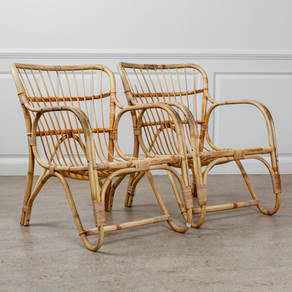 Fåtöljer, rotting, ett par, 1900-talets andra hälft