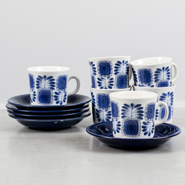 Kaffekoppar med fat, Upsala Ekeby, modell EF, 1960-tal