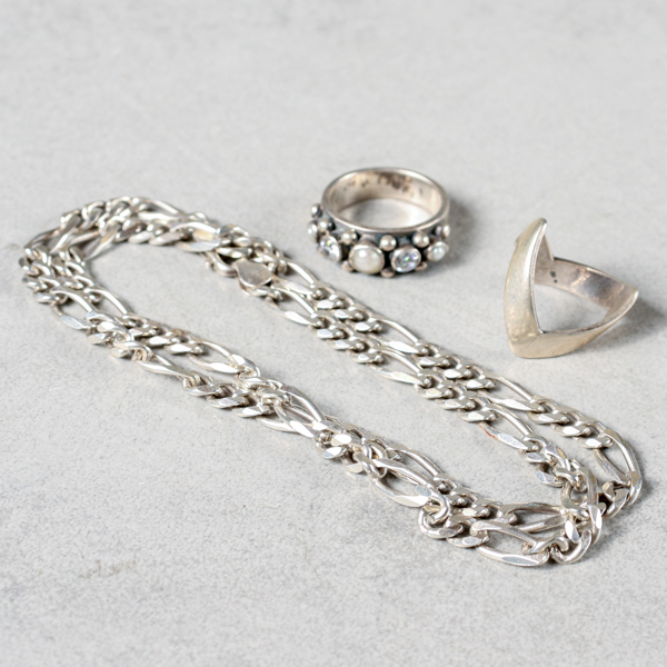 Smycken, 3 delar, silver, bl.a Kumkum