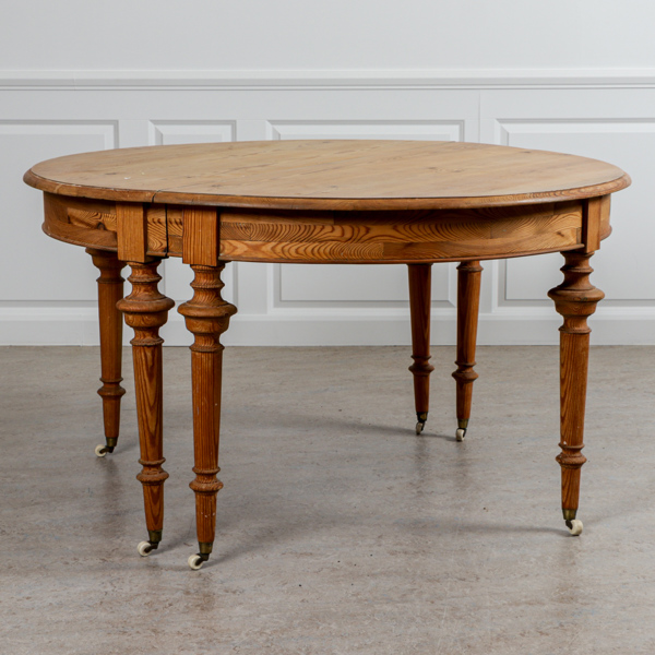 Månbord, med hjultrissor, furu, 1800/1900-tal