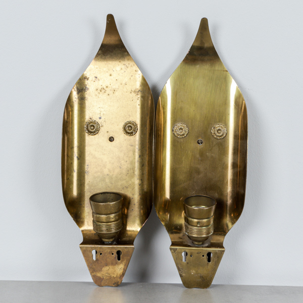 Väggarmaturer, ett par, mässing, Sverige, Swedish Modern, 1940/50-tal