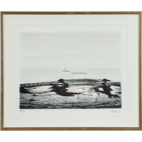 Björn Lindroth, "Efter stormen", litografi, signerad