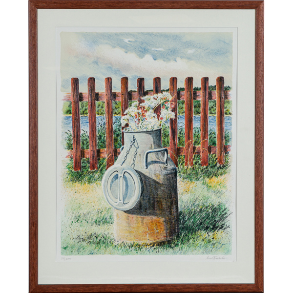 Arne Bäckström, mjölkkanna, litografi, signerad