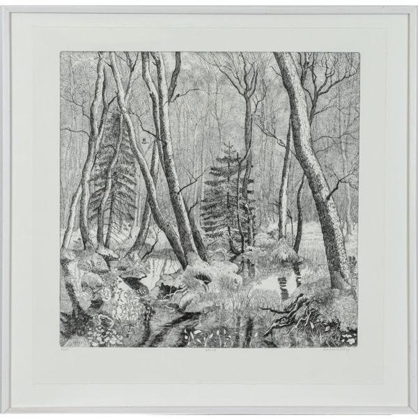 Eva Holmér Edling, "Kärrey", etsning, signerad