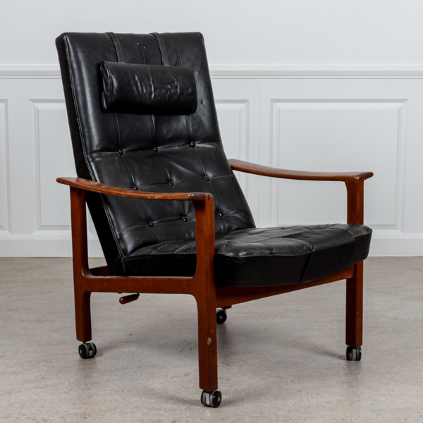 Fåtölj, Bröderna Andersson, teak och läder, 1960-tal