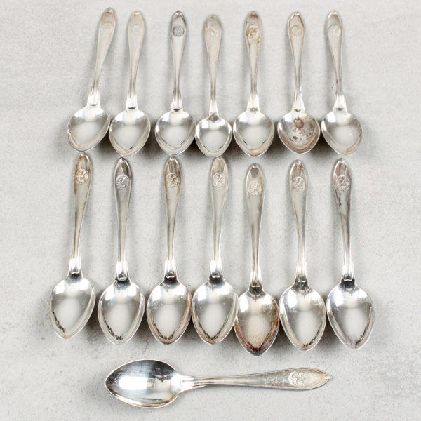 Skytteskedar, 15st, silver, 273g