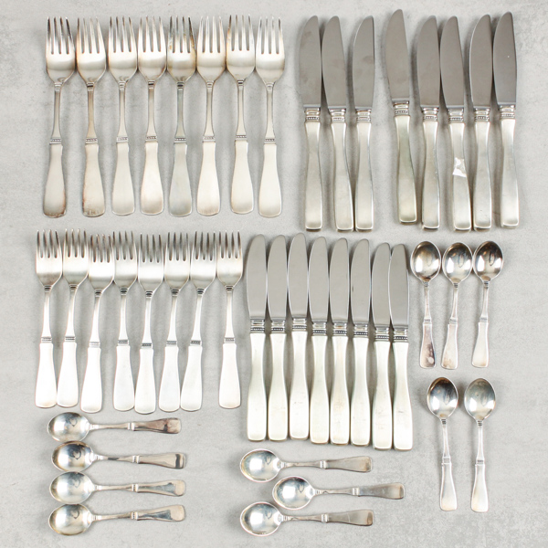 Besticksuppsättning, 48 dlr, "Uppsala", Eric Löfman, Silver