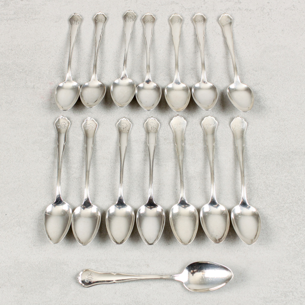 Teskedar, 15st, silver, 195g