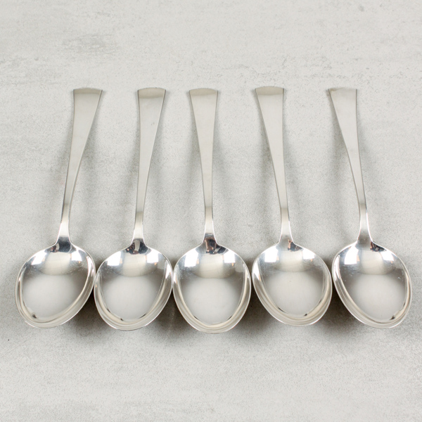 Matskedar, 5st, silver, 321g, CG. Hallberg