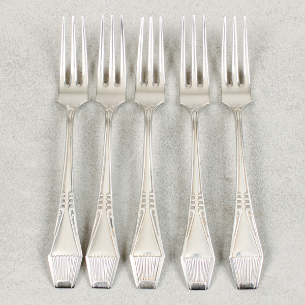 Mindre uppläggningsgafflar, 5st, silver, 64g, "Soumi"