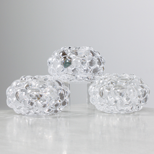 Ljuslyktor, 3 st, "Hallon", Anne Nilsson, Orrefors