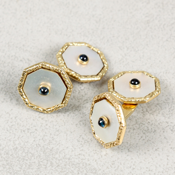 Manschettknappar, 1 par, guld 14k, 7.6g