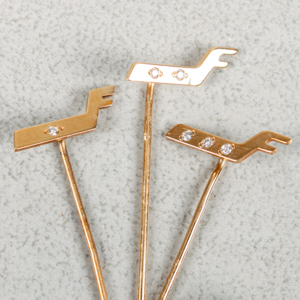 Pins, 3st, Guld 14k, 1.8g, Flyg