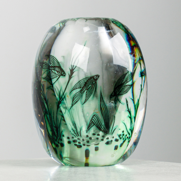 Edward Hald, "Fiskgraal", vas, Orrefors, Graal 951, signerad