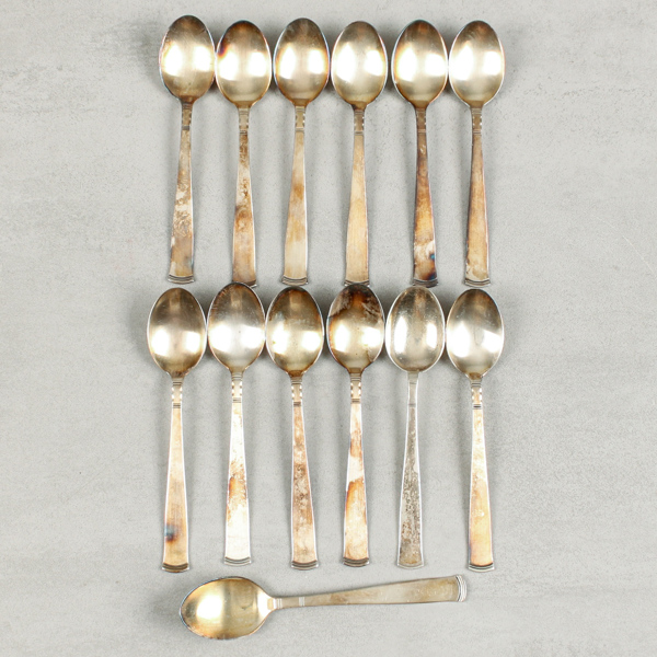 Dessertskedar, 13st, silver, "Rosenholm", silver, 331g