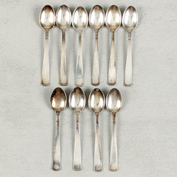 Teskedar, 10st, silver, "Rosenholm", silver, 163g