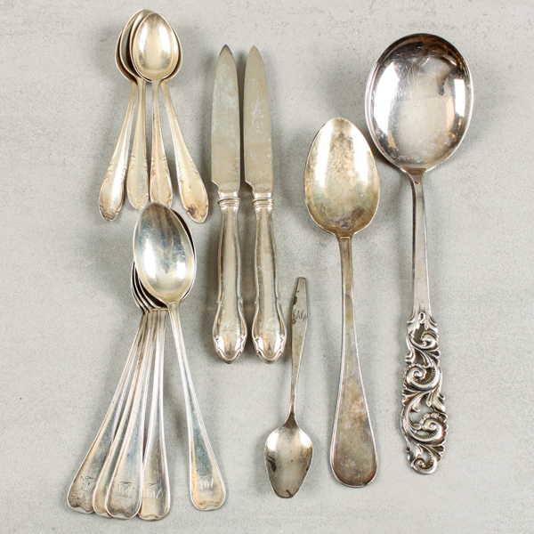 Bestick, 14 dlr, silver, 355g