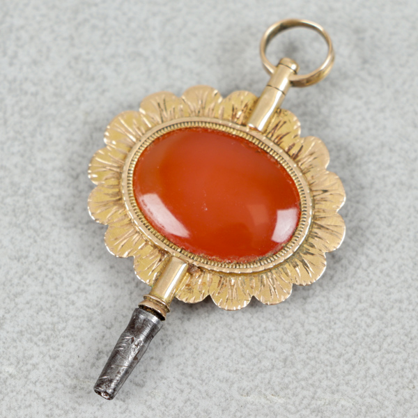 Fickursnyckel, Guld 18k med sten, Lorentz Schröder, år 1827, 4.8g
