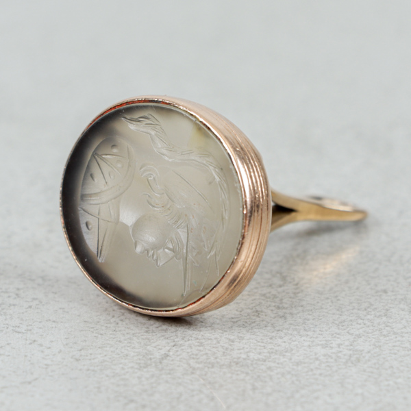 Sigillstamp, Guld 14k, sten, 18/1900-tal, 10.7g