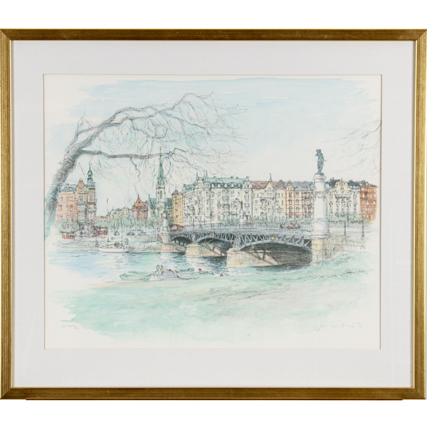 Jan Lundquist, Stockholmsmotiv, litografi, signerad