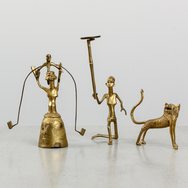 Figuriner, i mässing, orientaliskt, 3 st