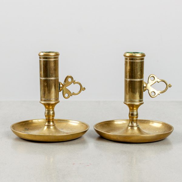 Kontorsljusstakar, ett par, No5, mässing, 18-/1900-tal