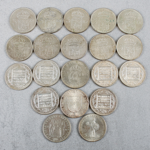 Jubileumsmynt, 19st, 5kr, silver