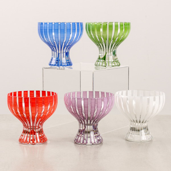 Bengt Orup, 5 st coupeglas, "Strikt", Johansfors, 1950-tal