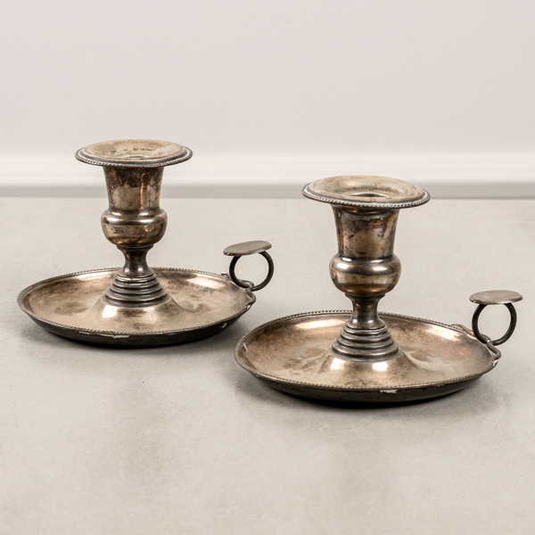 Nattljusstakar, ett par, silver, Malmö, år 1871, 260 gram