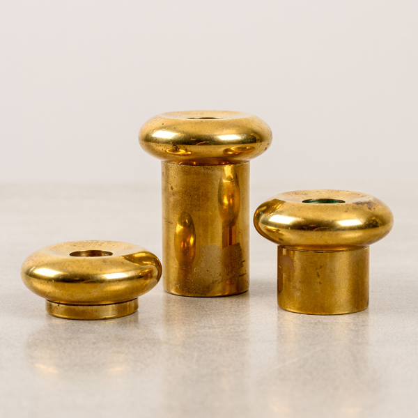 Ljusstakar, 3 st, Landskrona, 3 olika höjder samt vändbara, mässing