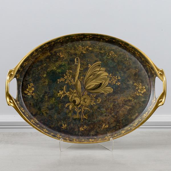 Bricka, porslin, handmålad och signerad E. Dahlgren