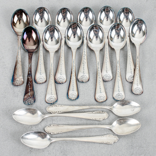 Kaffeskedar, 12+4st, silver, 210g