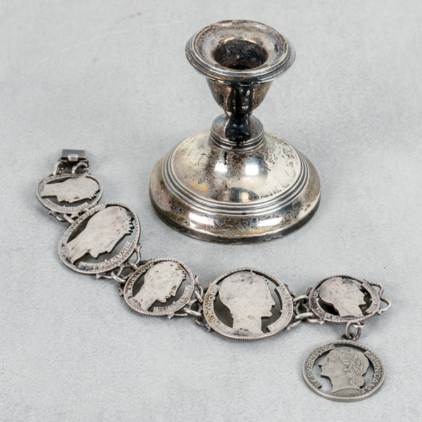 Ljusstake och armband, Silver