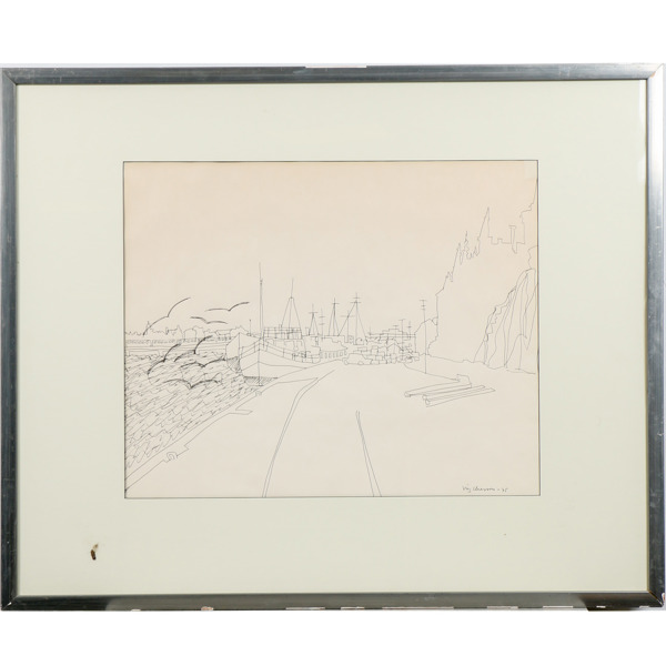 Stig "Slas" Claesson, teckning på papper, signerad