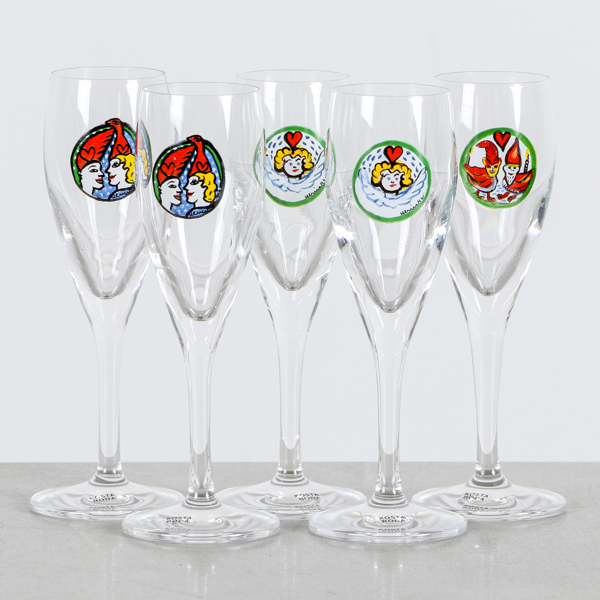 Ulrica Hydman-Vallien, 5 st glas, Kosta Boda