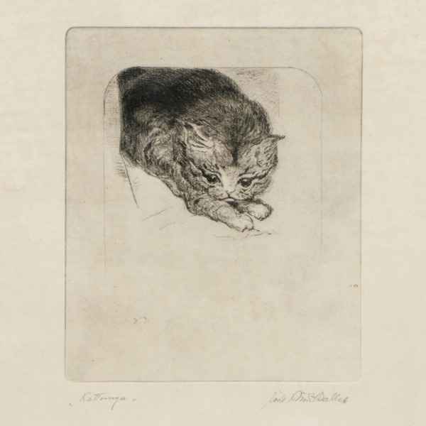 Oidentifierad konstnär, "Kattunge", etsning, signerad